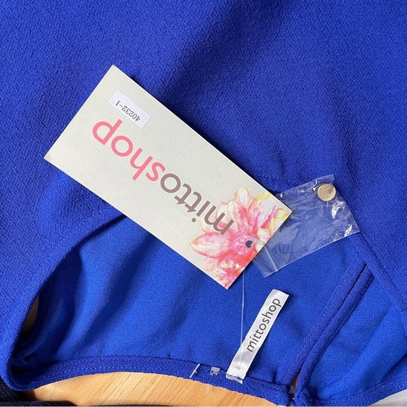 MITTOSHOP Size S Women's Cute Lightweight CREPE SCALLOP Hem Zip Dress Blue - Picture 6 of 8